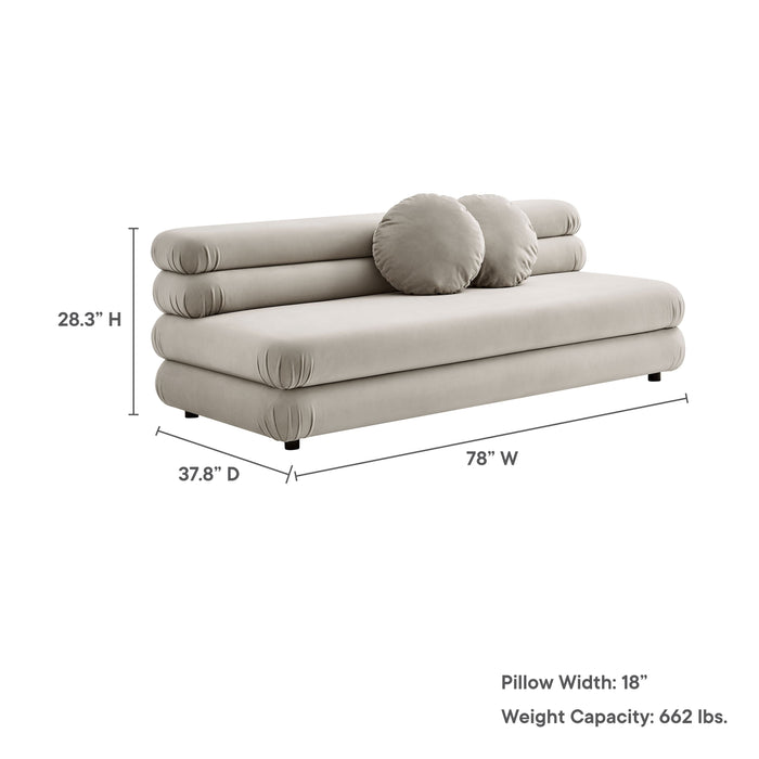 Jubilee Modular Performance Velvet Armless Loveseat Almond