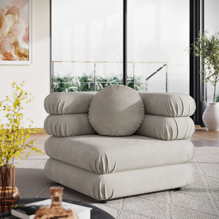 Jubilee Modular Performance Velvet Corner Chair Almond