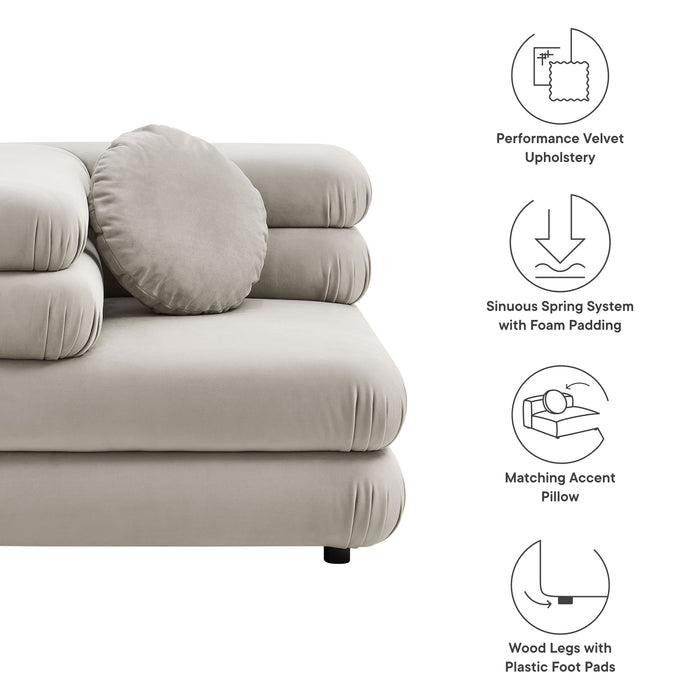 Jubilee Modular Performance Velvet Corner Chair Almond
