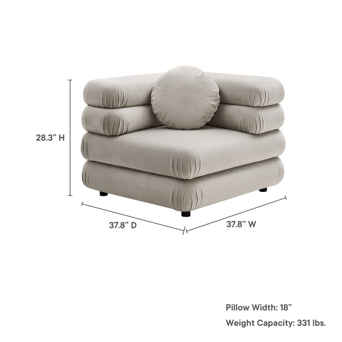 Jubilee Modular Performance Velvet Corner Chair Almond