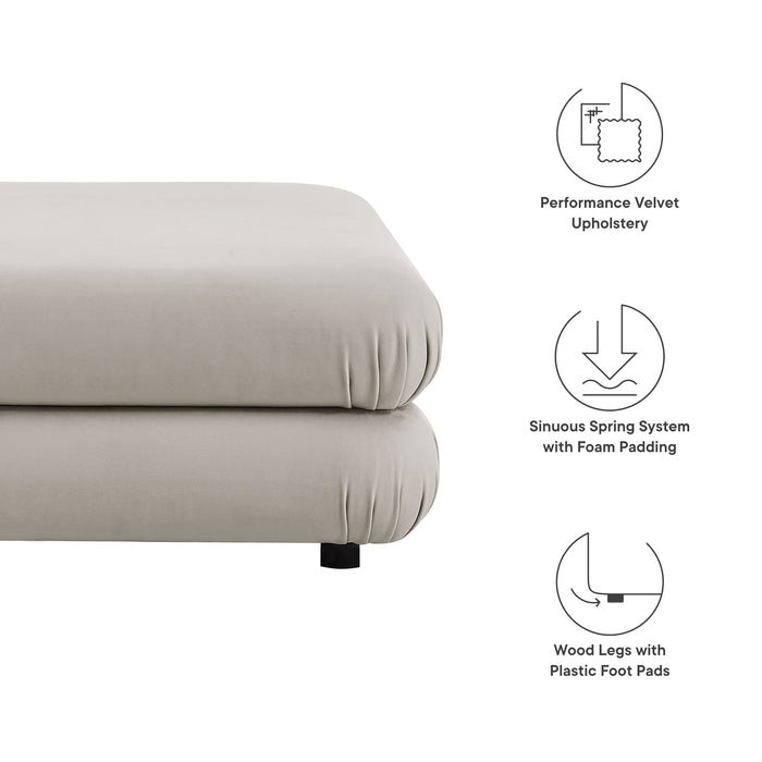 Modway Jubilee Modular Performance Velvet Ottoman Living Room Furniture in Brown - Side View