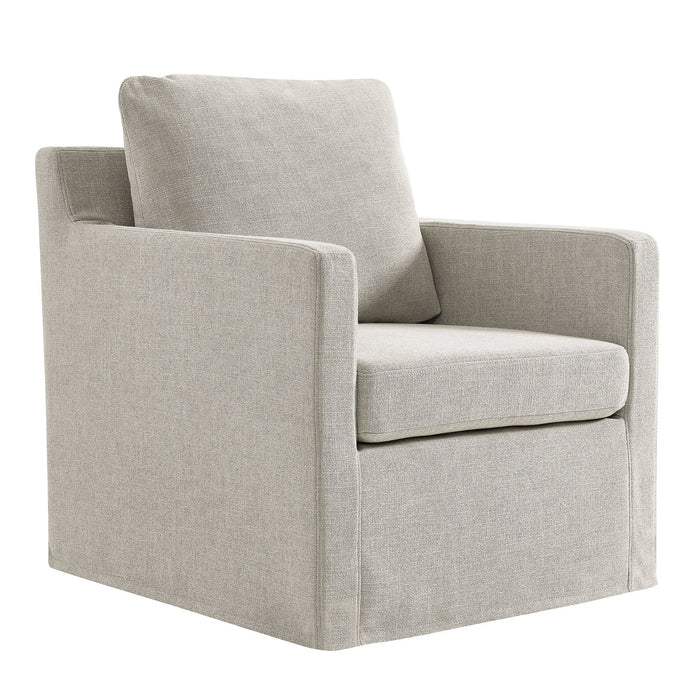 Serene Fabric Slipcovered Swivel Armchair