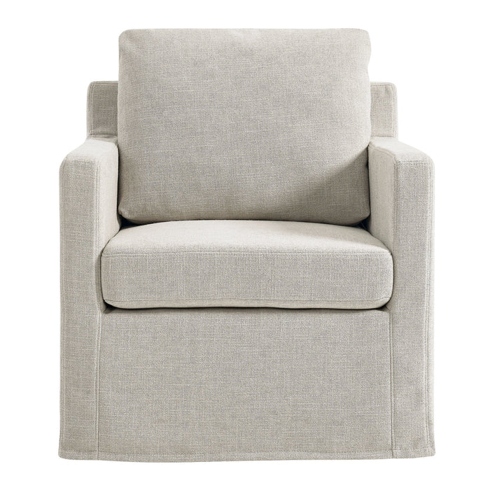 Serene Fabric Slipcovered Swivel Armchair
