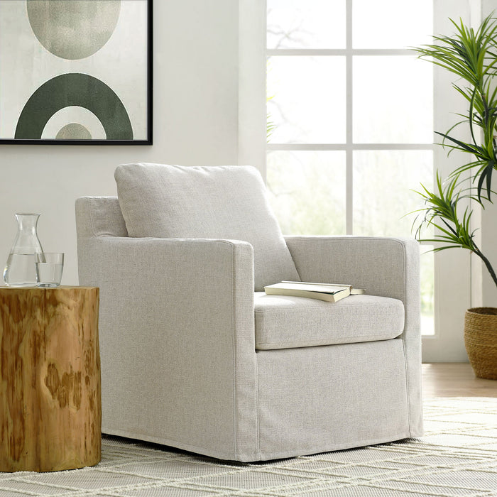 Serene Fabric Slipcovered Swivel Armchair