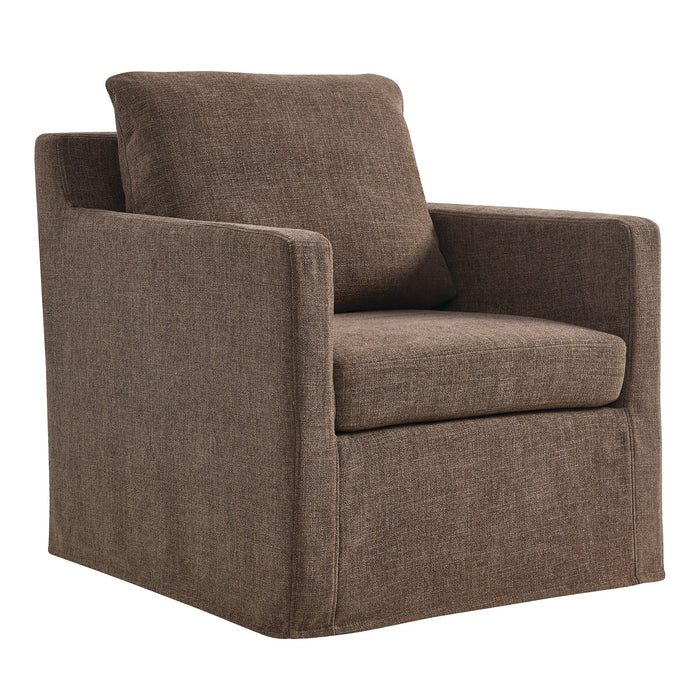 Serene Fabric Slipcovered Swivel Armchair