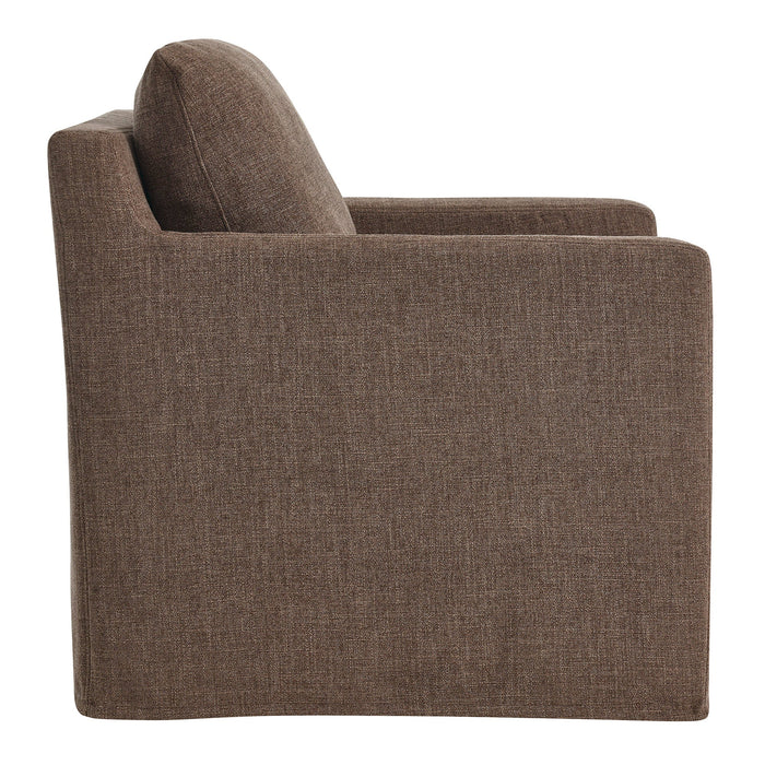 Serene Fabric Slipcovered Swivel Armchair