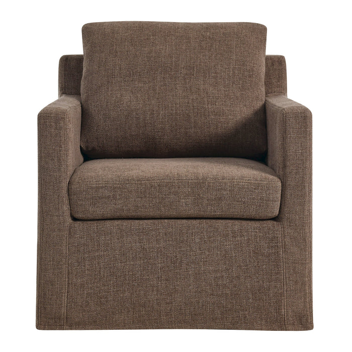 Serene Fabric Slipcovered Swivel Armchair