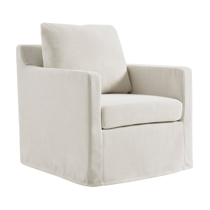 Serene Fabric Slipcovered Swivel Armchair