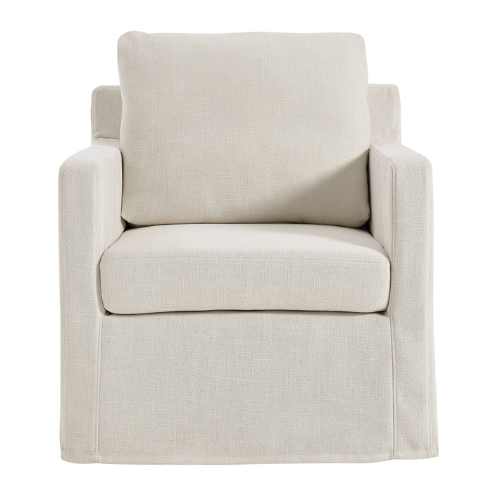 Serene Fabric Slipcovered Swivel Armchair