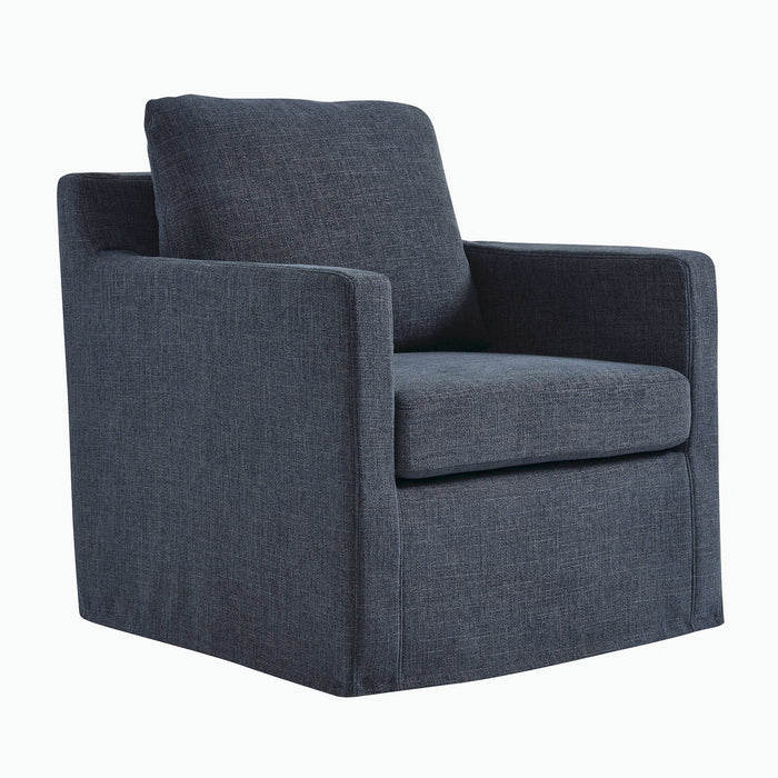 Serene Fabric Slipcovered Swivel Armchair
