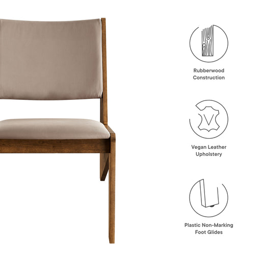 Modway Rylina Vegan Leather Accent Chairs Set of 2 Living Room Furniture in Brown - Side View