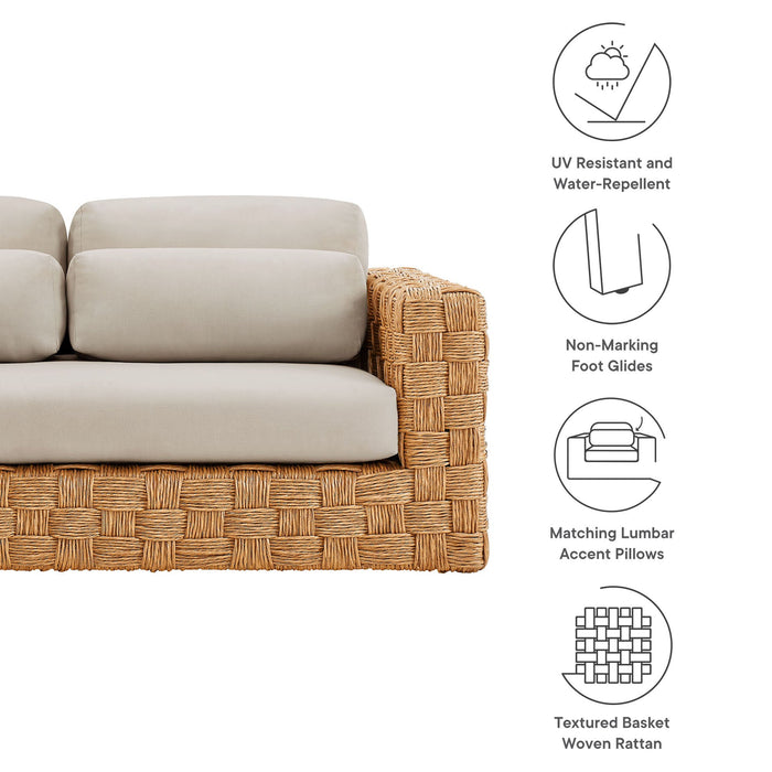 Thames  Outdoor Patio Wicker Rattan Loveseat - detail close-up