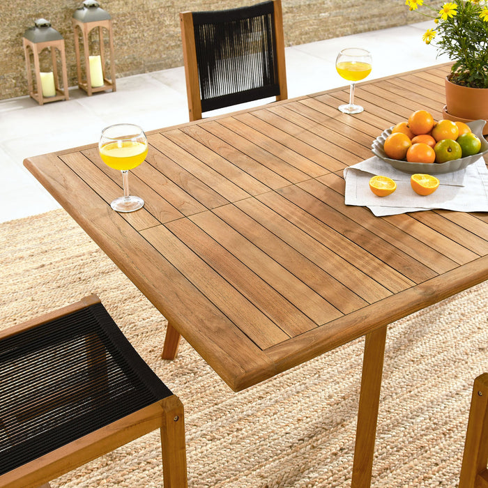 Vienna 7-Piece Outdoor Patio Teak and Rope Dining Set with Armless Chairs