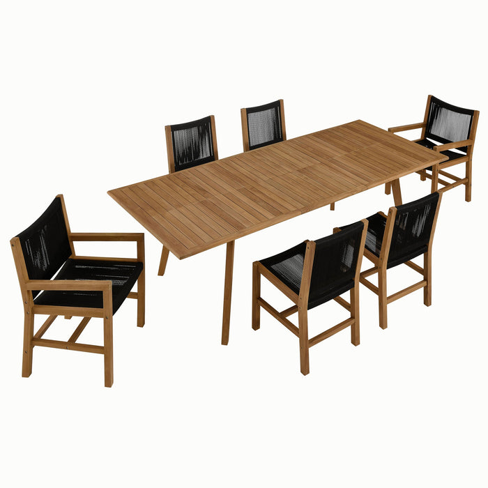 Vienna 7-Piece Outdoor Patio Teak and Rope Dining Set