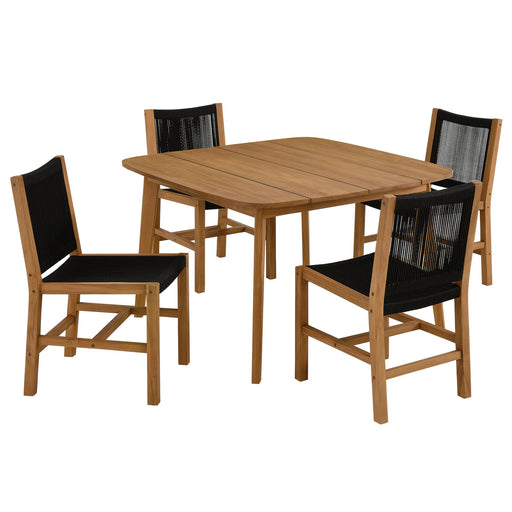 Modway Vienna 5-Piece Outdoor Patio Teak and Rope Dining Set with Armless Chairs - View 20