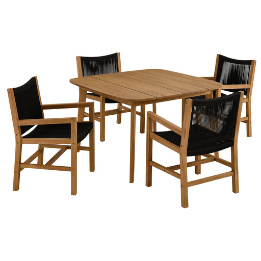Modway Vienna 5-Piece Outdoor Patio Teak and Rope Dining Set with Armchairs - View 20