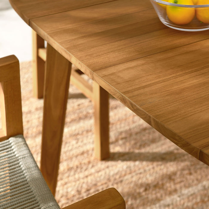 Vienna 5-Piece Outdoor Patio Teak and Rope Dining Set with Armchairs