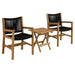Vienna 3-Piece Outdoor Patio Teak and Rope Armchairs with Folding Side Table Natural Black