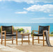 Vienna 3-Piece Outdoor Patio Teak and Rope Armchairs with Folding Side Table Natural Black