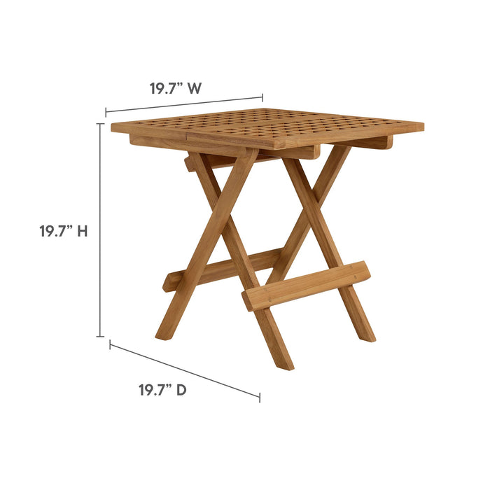 Vienna 3-Piece Outdoor Patio Teak and Rope Armchairs with Folding Side Table Natural Black