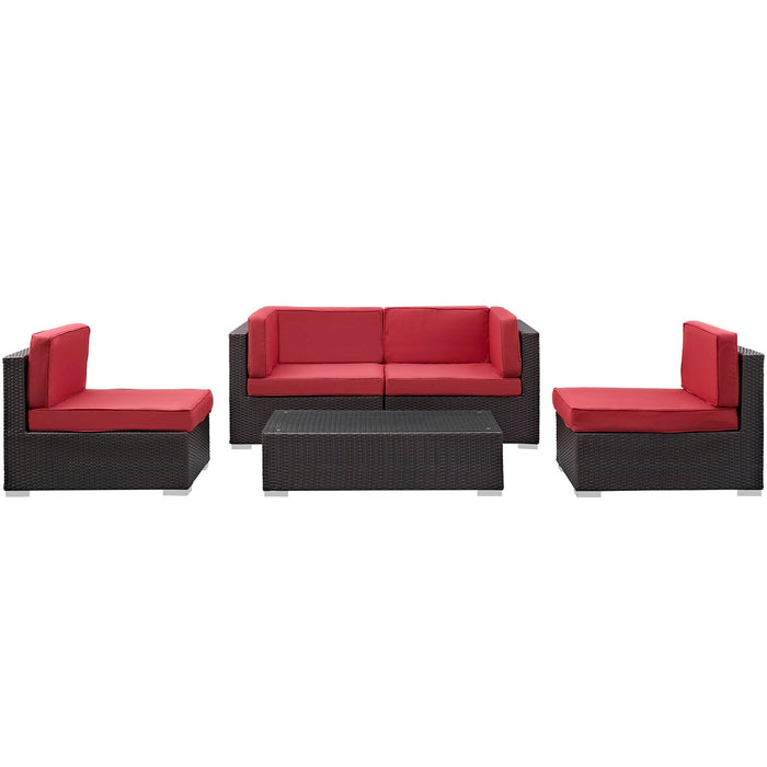 Camfora 5 Piece Outdoor Patio Sectional Set by Modway - specifications diagram