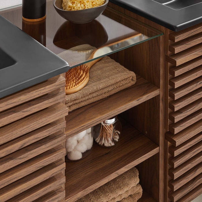 Render Wall-Mount Bathroom Vanity with Black Basin Included