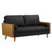 Kellan Vegan Leather Sofa Walnut Black