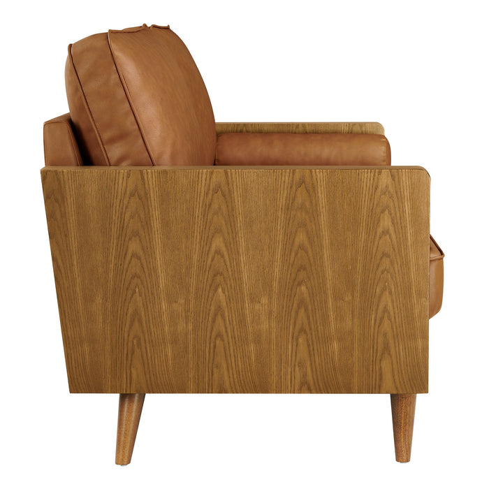 Kellan Vegan Leather Sofa Walnut Tan