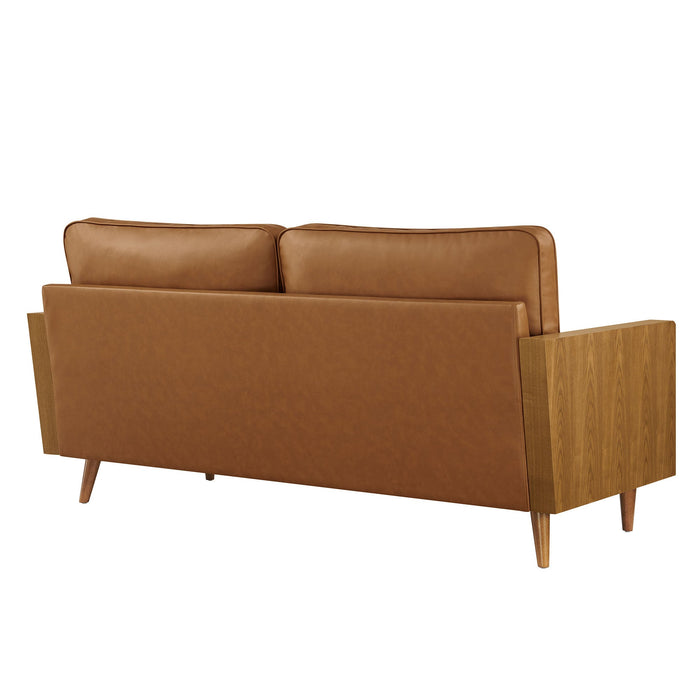 Kellan Vegan Leather Sofa Walnut Tan