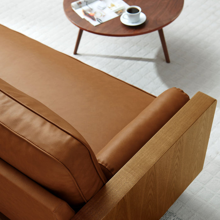 Kellan Vegan Leather Sofa Walnut Tan
