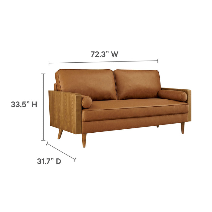 Kellan Vegan Leather Sofa Walnut Tan