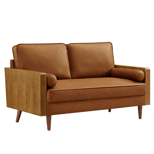 Kellan Vegan Leather Loveseat - front view