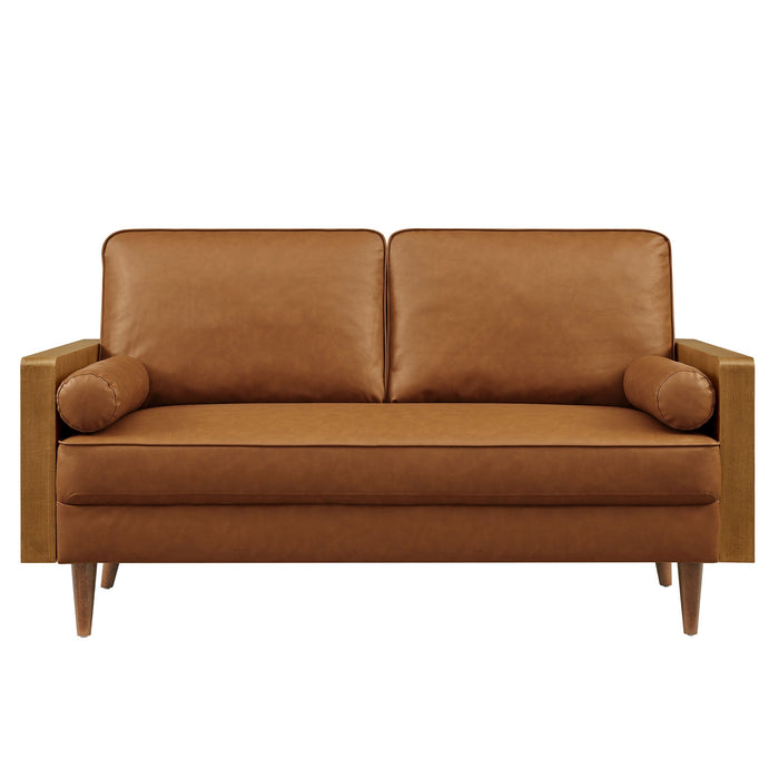 Kellan Vegan Leather Loveseat - product label