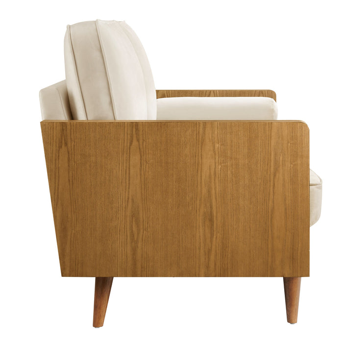 Kellan Performance Velvet Sofa Walnut Alabaster