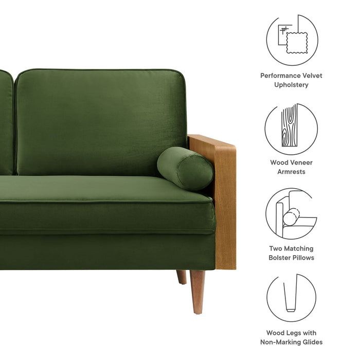 Kellan Performance Velvet Loveseat - control panel detail