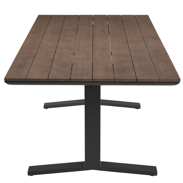 Gavelston 91" Outdoor Patio Aluminum Dining Table Gray Wash Charcoal Gray