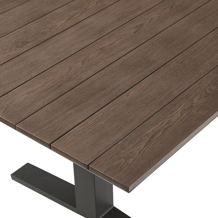 Gavelston 91" Outdoor Patio Aluminum Dining Table Gray Wash Charcoal Gray