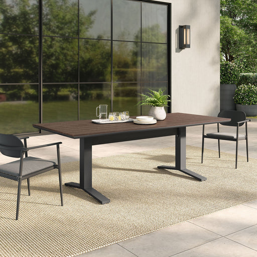 Gavelston 91" Outdoor Patio Aluminum Dining Table Gray Wash Charcoal Gray