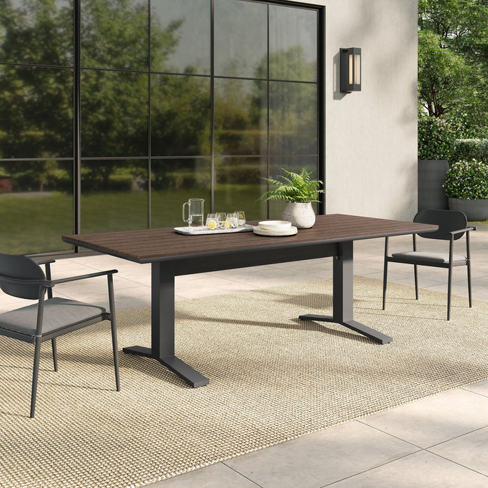 Gavelston 91" Outdoor Patio Aluminum Dining Table Gray Wash Charcoal Gray