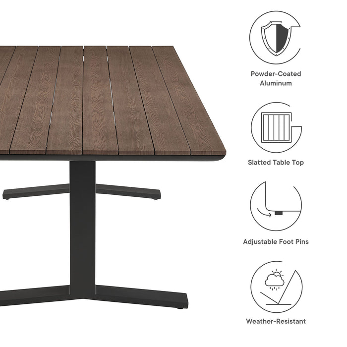 Gavelston 91" Outdoor Patio Aluminum Dining Table Gray Wash Charcoal Gray