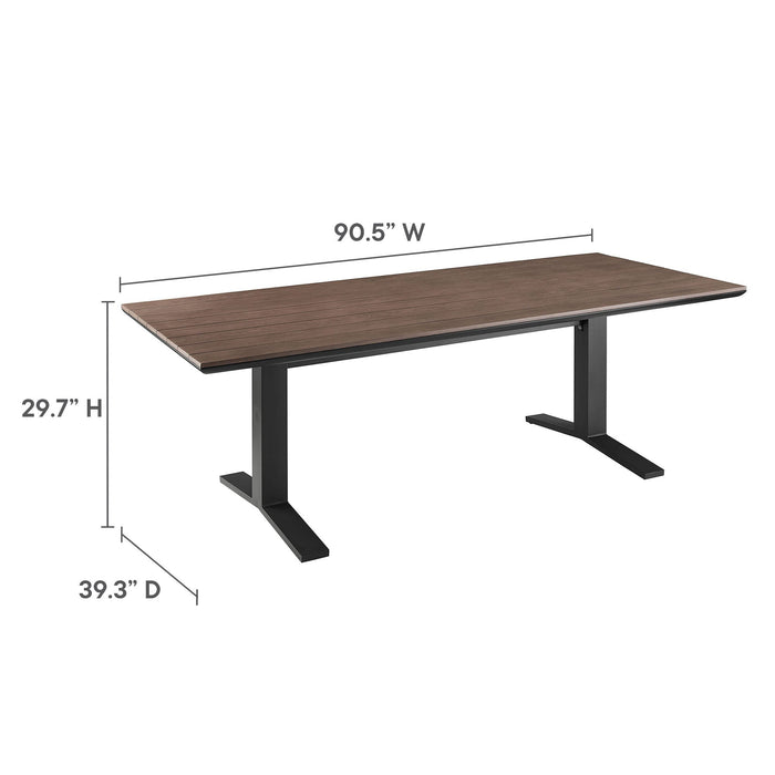 Gavelston 91" Outdoor Patio Aluminum Dining Table Gray Wash Charcoal Gray