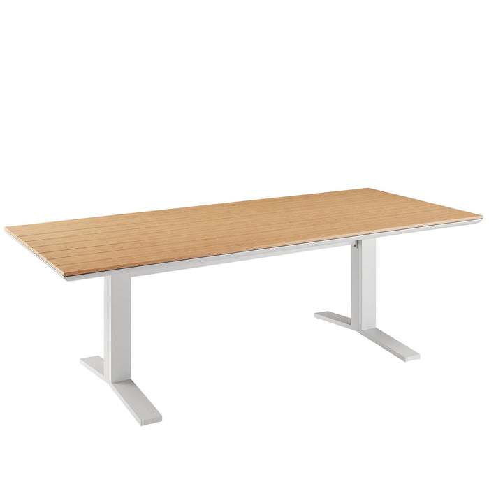 Gavelston 91" Outdoor Patio Aluminum Dining Table Natural White