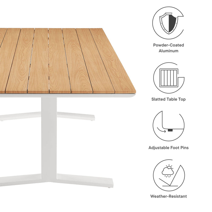 Gavelston 91" Outdoor Patio Aluminum Dining Table Natural White