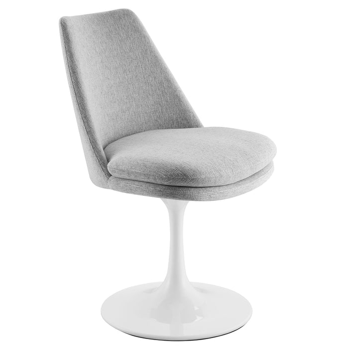 Lippa Swivel Dining Upholstered Side Chair White Light Gray