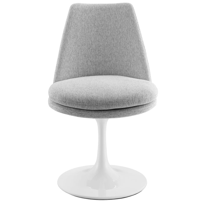 Lippa Swivel Dining Upholstered Side Chair White Light Gray
