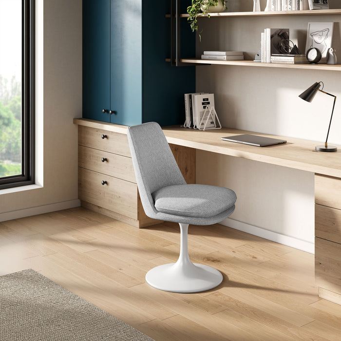 Lippa Swivel Dining Upholstered Side Chair White Light Gray