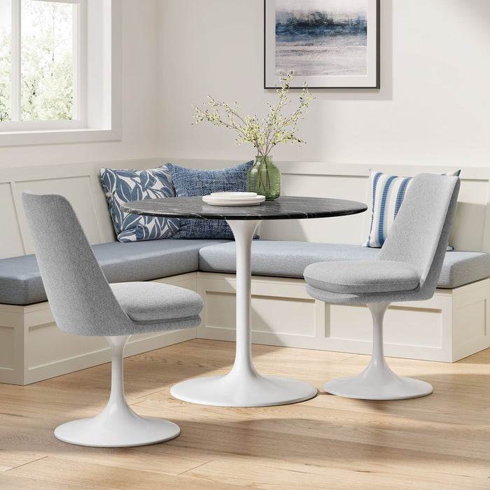 Lippa Swivel Dining Upholstered Side Chair White Light Gray