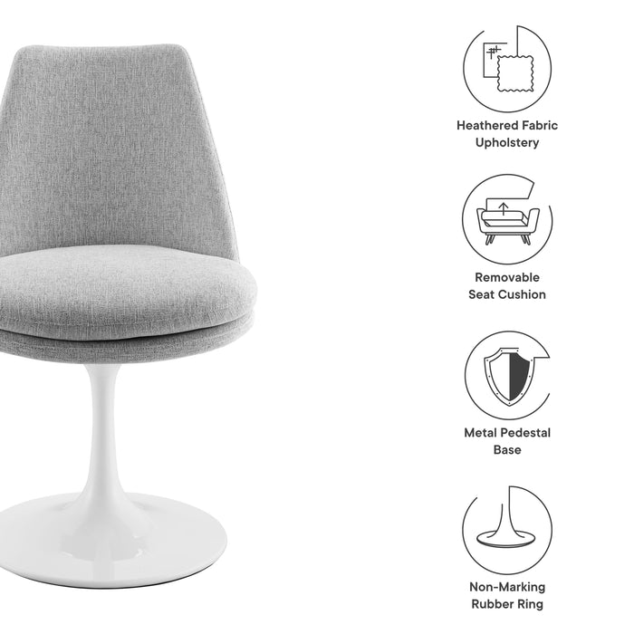 Lippa Swivel Dining Upholstered Side Chair White Light Gray