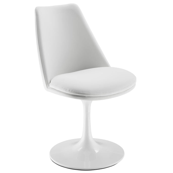 Lippa Swivel Dining Vegan Leather Side Chair White White