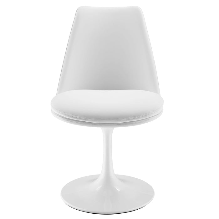 Lippa Swivel Dining Vegan Leather Side Chair White White